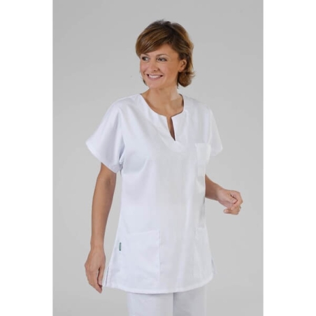 Tunique médicale Blanche col Goute d'eau Tunique médicale Blanche col Goute d'eau