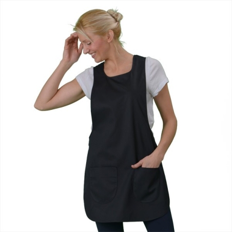 Tablier Noir forme chasuble fermeture par pressions réglables Tablier Noir forme chasuble fermeture par pressions réglables