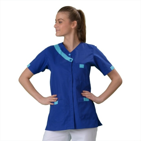 Blouse De Laboratoire Homme/femme - 65% Coton 35% Polyester - Bleu De Travail à Poches - 9