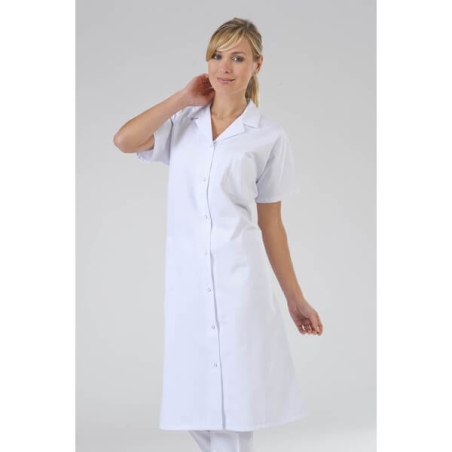 Blouse de travail Blanche pour femme manches courtes col V Blouse de travail Blanche pour femme manches courtes col V