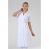Blouse de travail Blanche pour femme manches courtes col V Blouse de travail Blanche pour femme manches courtes col V