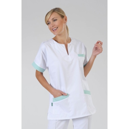 Tenue aide soingante à passer par la tête verte et Blanche Tenue aide soingante à passer par la tête verte et Blanche