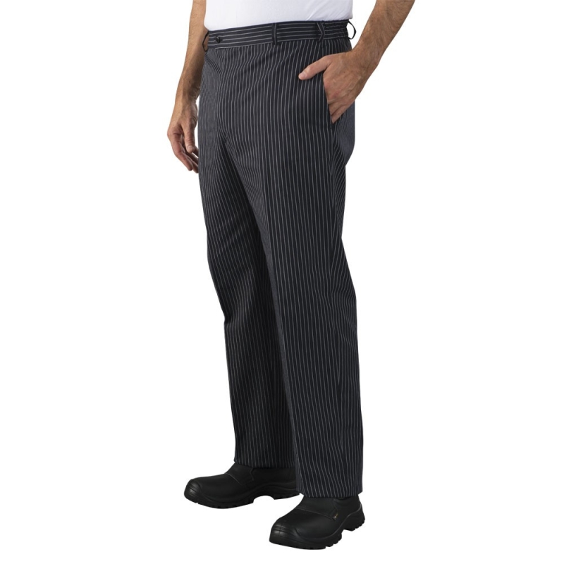 Pantalon Cuisinier LMA 1037 Marmiton Noir Taille 40 - Braguette Boutons Poches