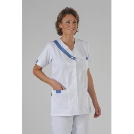 Tenue infirmiere Blanc et Bleu sur le col Tenue infirmiere Blanc et Bleu sur le col