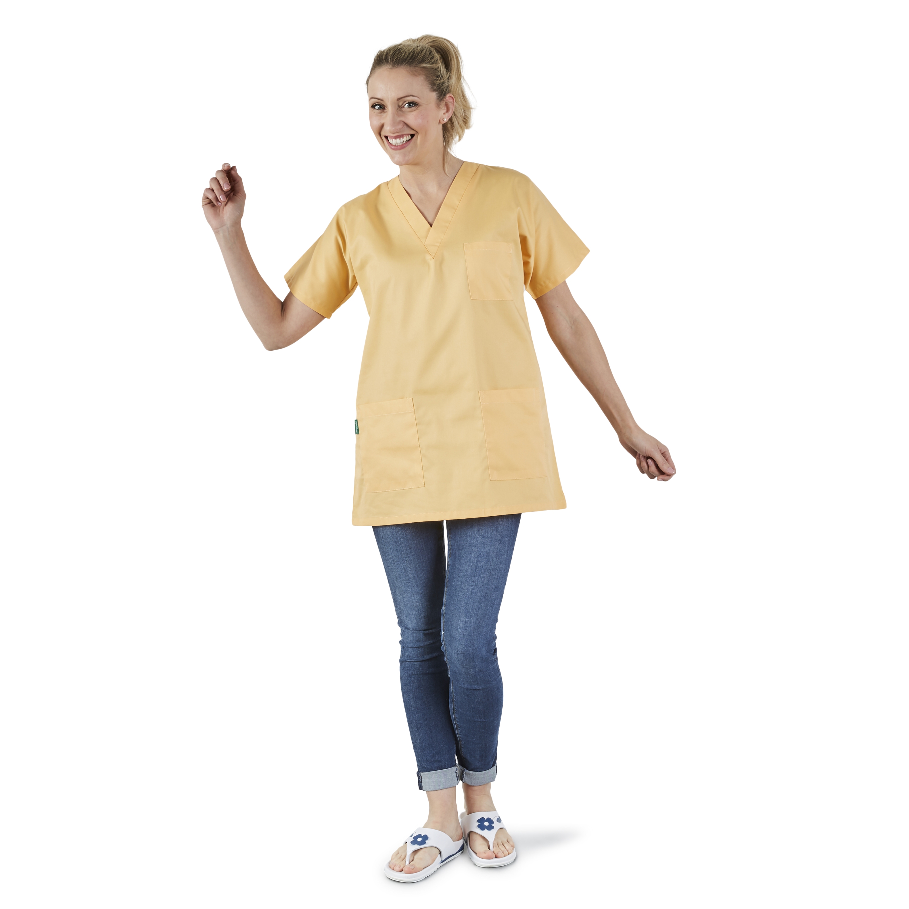 Tenue infirmière orange col V manches courtes