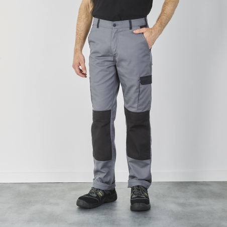 Pantalon de travail Gris et noir Multi poches avec poches genouillères Pantalon de travail Gris et noir Multi poches avec poches genouillères