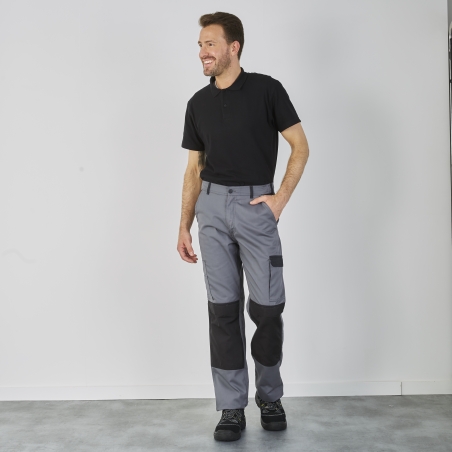 Pantalon de travail Gris et noir Multi poches avec poches genouillères Pantalon de travail Gris et noir Multi poches avec poches genouillères