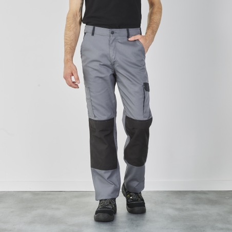 Pantalon de travail Gris et noir Multi poches avec poches genouillères Pantalon de travail Gris et noir Multi poches avec poches genouillères