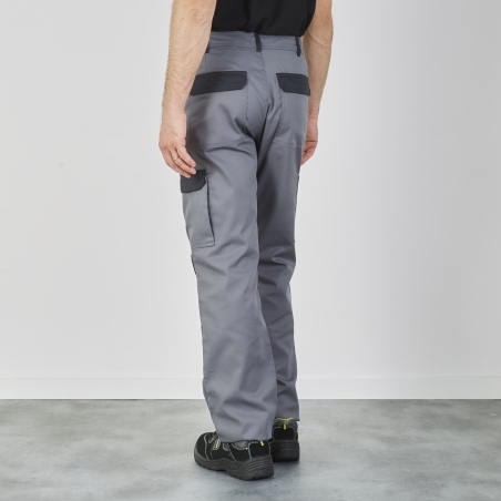 Pantalon de travail Gris et noir Multi poches avec poches genouillères Pantalon de travail Gris et noir Multi poches avec poches genouillères