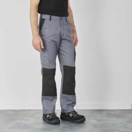 Pantalon de travail Gris et noir Multi poches avec poches genouillères Pantalon de travail Gris et noir Multi poches avec poches genouillères
