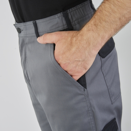 Pantalon de travail Gris et noir Multi poches avec poches genouillères Pantalon de travail Gris et noir Multi poches avec poches genouillères