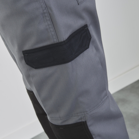 Pantalon de travail Gris et noir Multi poches avec poches genouillères Pantalon de travail Gris et noir Multi poches avec poches genouillères