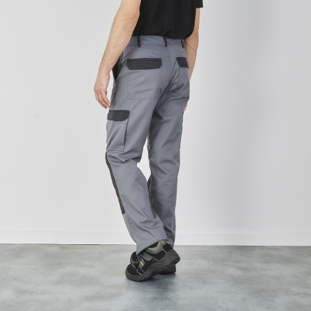 Pantalon de travail Gris et noir Multi poches avec poches genouillères Pantalon de travail Gris et noir Multi poches avec poches genouillères