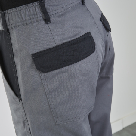Pantalon de travail Gris et noir Multi poches avec poches genouillères Pantalon de travail Gris et noir Multi poches avec poches genouillères