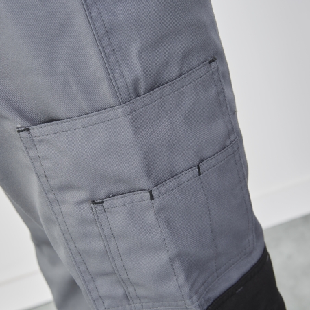 Pantalon de travail Gris et noir Multi poches avec poches genouillères Pantalon de travail Gris et noir Multi poches avec poches genouillères
