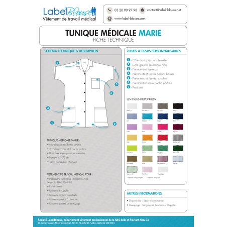 Tunique medical col tailleur Blanche Tunique medical col tailleur Blanche
