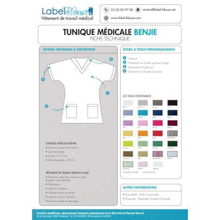 Blouse medicale courte col V Blouse medicale courte col V