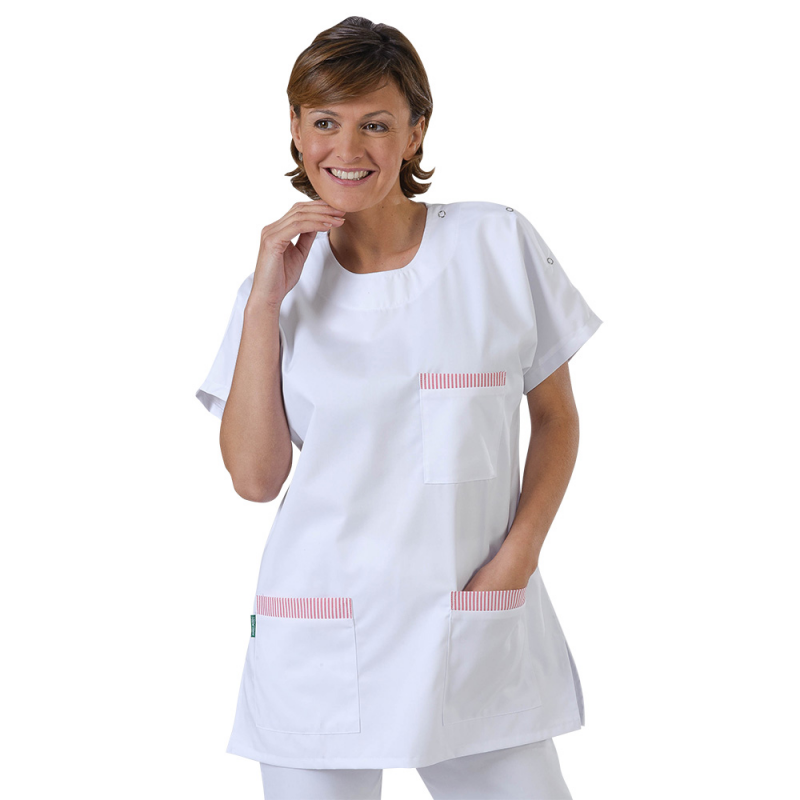 Tunique Médicale à Manches Courtes - Col V, Poches, Pour Femme Et Homme - Vêtement Professionnel Ou Décontracté