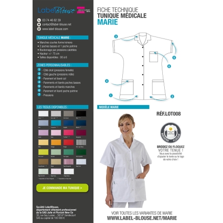 Tunique medical col tailleur Blanche Tunique medical col tailleur Blanche