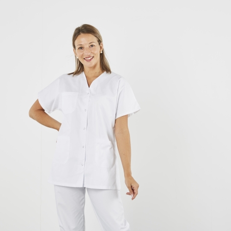 Blouse medicale Kiné Mixte Col V ouverture pressions centrale