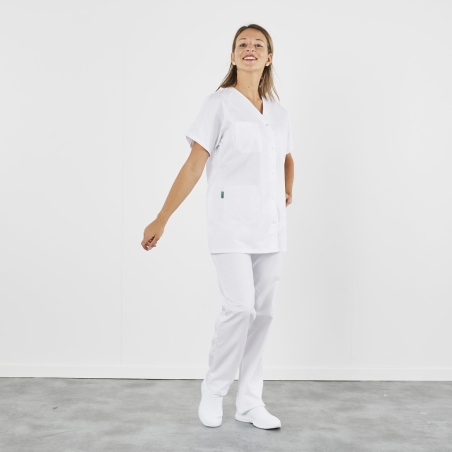 Blouse medicale Kiné Mixte Col V ouverture pressions centrale