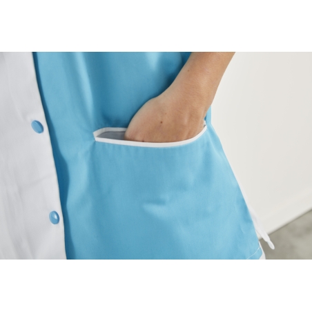 Tunique médicale fantaise fermeture croisee Blanc et turquoise Tunique médicale fantaise fermeture croisee Blanc et turquoise