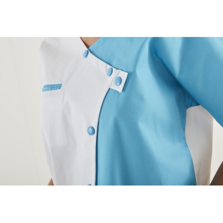 Tunique médicale fantaise fermeture croisee Blanc et turquoise Tunique médicale fantaise fermeture croisee Blanc et turquoise