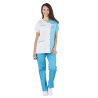 Tunique médicale fantaise fermeture croisee Blanc et turquoise Tunique médicale fantaise fermeture croisee Blanc et turquoise