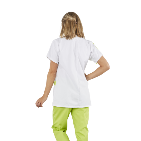 Blouse médicale Moderne 2 couleurs Blanc et vert Lime