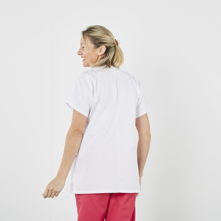 Blouse médicale courte Fushia et Blanche avec poches
