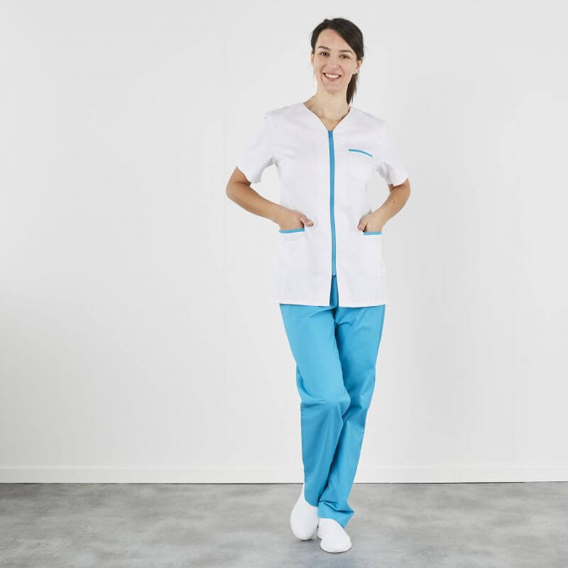 Tenue infirmière fermeture eclair Turquoise - label-blouse.net