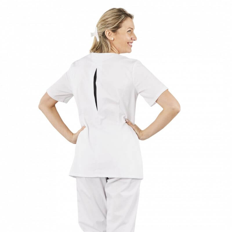 Tenue aide soignante Blanche fermeture ZIP Marine - label ...