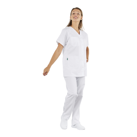 Blouse medicale Kiné Mixte Col V ouverture pressions centrale