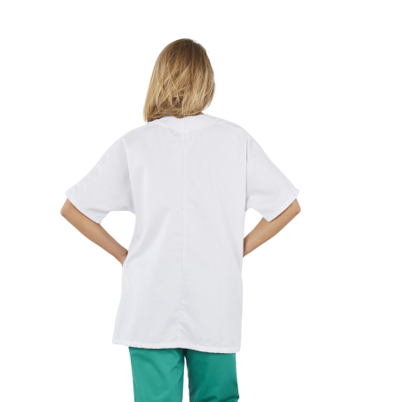 Blouse medicale Blanche fermeture centrale manche courte