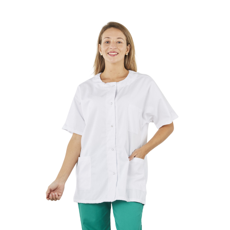 Blouse medicale Blanche fermeture centrale manche courte