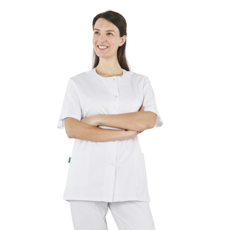 Blouse medicale Blanche fermeture centrale manche courte