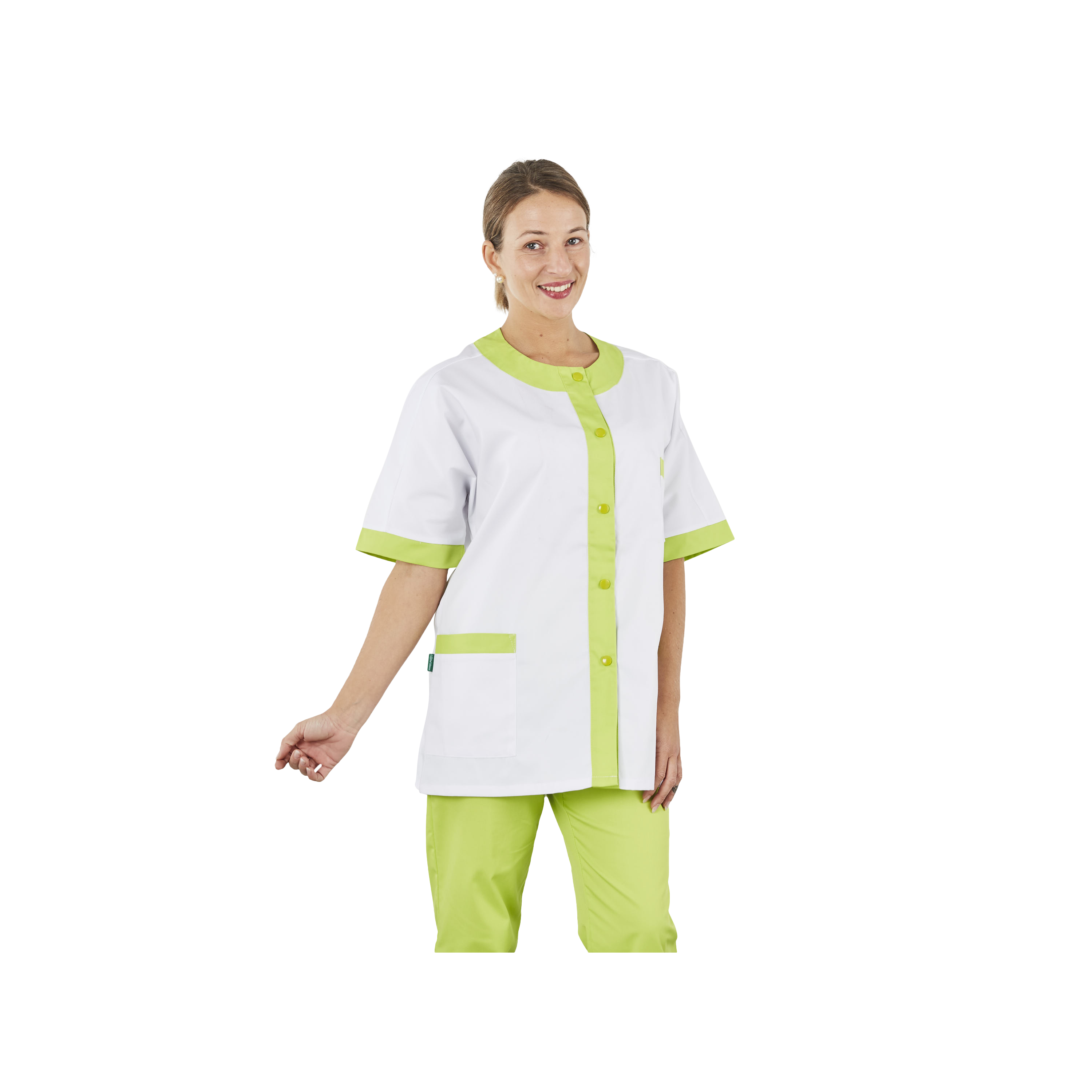 Blouse Médicale Blanche En Coton Pour Femme - Col Avec Poche - Tenue Professionnelle Infirmière, Laboratoire, École