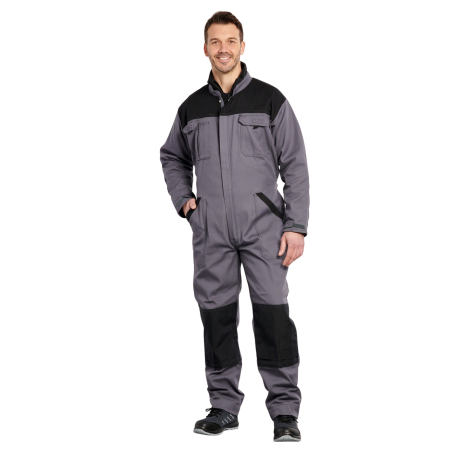 Combinaison de travail Typhon avec poches genoux Gris Noir Combinaison de travail Typhon avec poches genoux Gris Noir