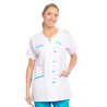 Tunique infirmière Blanche et Turquoise Poches passe poilée Tunique infirmière Blanche et Turquoise Poches passe poilée