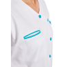 Tunique infirmière Blanche et Turquoise Poches passe poilée Tunique infirmière Blanche et Turquoise Poches passe poilée