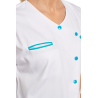 Tunique infirmière Blanche et Turquoise Poches passe poilée Tunique infirmière Blanche et Turquoise Poches passe poilée