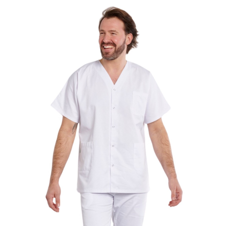 Blouse medicale Kiné Mixte Col V ouverture pressions centrale