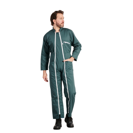 Combinaison double glissiere Blanche tissus gris