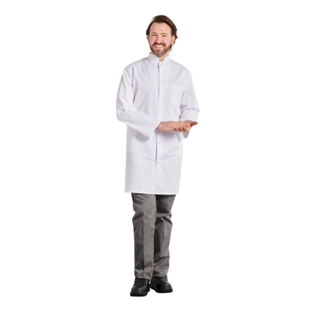 Blouse Blanche col mao manche longue laboratoire Blouse Blanche col mao manche longue laboratoire
