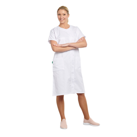 Blouse medicale Blanche col rond manches courtes femme