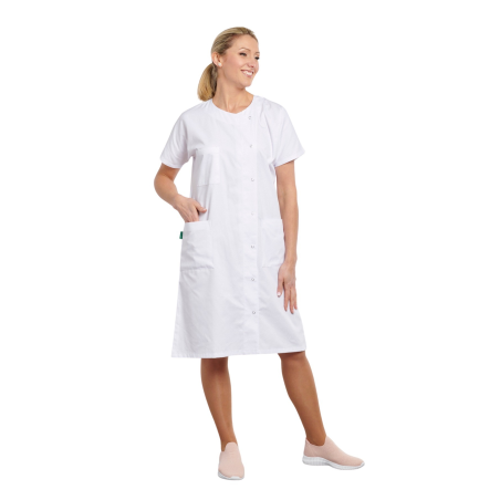 Blouse medicale Blanche col rond manches courtes femme