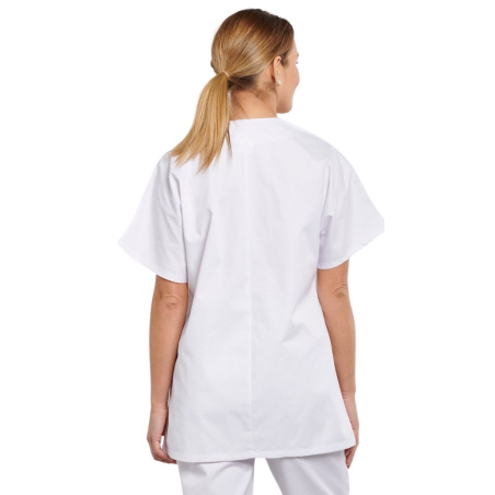 Tunique Médicale col trapèze Blanc fermeture pressions
