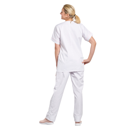 Blouse médicale Blanche liseré rose Blouse médicale Blanche liseré rose