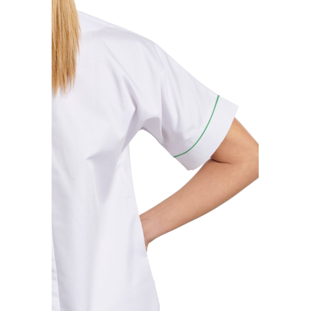Vêtement de travail blouse médicale infirmière code couleur Vert sur poches et manches courtes Vêtement de travail blouse médicale infirmière code couleur Vert sur poches et manches courtes