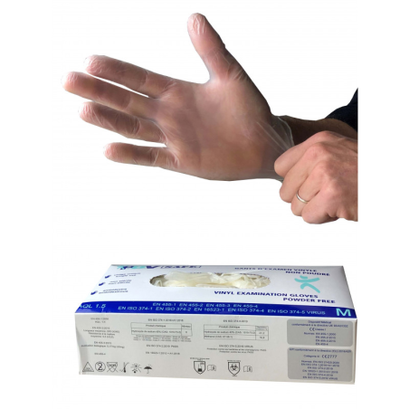 Gants d'examen vinyle non poudré Carton de 10 boite de 1000 Gants d'examen vinyle non poudré Carton de 10 boite de 1000